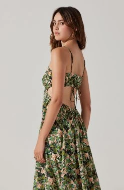 Open Back Floral Midi Dress -Chic Outfit Shop ADR101751 GREENORANGEFLORAL 6