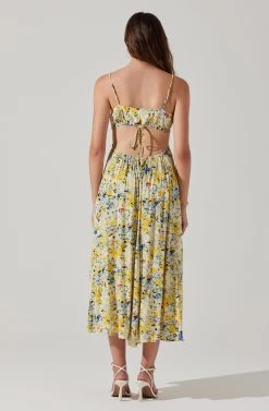 Open Back Floral Midi Dress -Chic Outfit Shop ADR101751 YELLOWBLUEABSTRACT 5