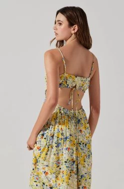 Open Back Floral Midi Dress -Chic Outfit Shop ADR101751 YELLOWBLUEABSTRACT 6