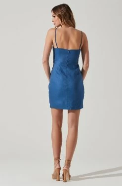 Side Ruched Mini Dress -Chic Outfit Shop ADR101762 INDIGO 6