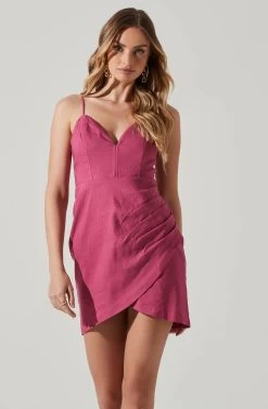 Side Ruched Mini Dress -Chic Outfit Shop ADR101762 ORCHID 3