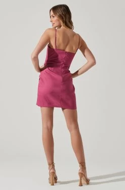 Side Ruched Mini Dress -Chic Outfit Shop ADR101762 ORCHID 6
