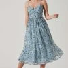 Floral Pleated Midi Dress -Chic Outfit Shop ADR101774 BLUEFLORAL 1