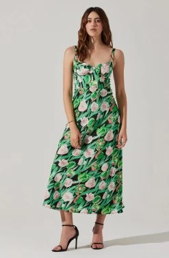 Satin Corset Floral Maxi Dress -Chic Outfit Shop ADR101783 PINKGREENFLORAL 2
