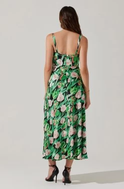Satin Corset Floral Maxi Dress -Chic Outfit Shop ADR101783 PINKGREENFLORAL 5