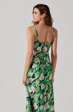 Satin Corset Floral Maxi Dress -Chic Outfit Shop ADR101783 PINKGREENFLORAL 6