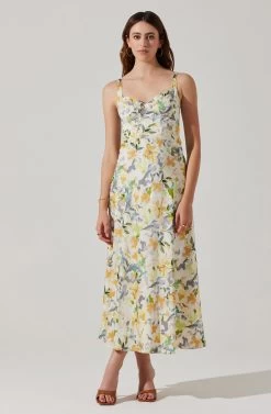 Satin Corset Floral Maxi Dress -Chic Outfit Shop ADR101783 YELLOWCREAMFLORAL 1