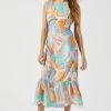 High Neck Open Back Midi Dress -Chic Outfit Shop ADR101799 ORANGEBLUEMULTIFL 2