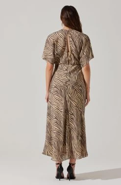 Flutter Sleeve Open Back Midi Dress -Chic Outfit Shop ADR101803 CHARCOALTAUPEABST 5