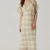 Flutter Sleeve Open Back Maxi Dress -Chic Outfit Shop ADR101803 CREAMMULTIFLORAL 1