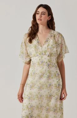 Flutter Sleeve Open Back Maxi Dress 17 Flutter Sleeve Open Back Maxi Dress -Chic Outfit Shop ADR101803 CREAMMULTIFLORAL 3