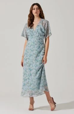 Flutter Sleeve Open Back Maxi Dress 22 Flutter Sleeve Open Back Maxi Dress -Chic Outfit Shop ADR101803 LIGHTBLUEMULTIFRL 1