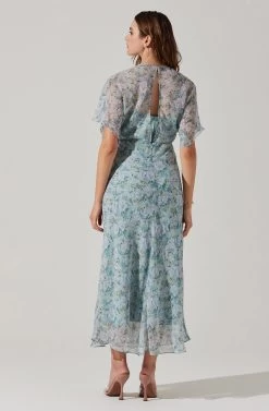 Flutter Sleeve Open Back Maxi Dress 25 Flutter Sleeve Open Back Maxi Dress -Chic Outfit Shop ADR101803 LIGHTBLUEMULTIFRL 5