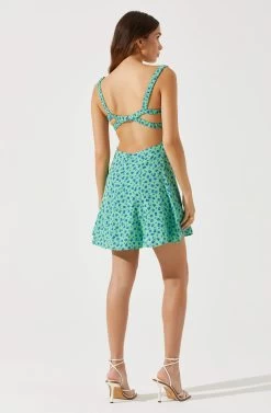 Sweetheart Neck Open Back Mini Dress -Chic Outfit Shop ADR101821 GREENBLUEFLORAL 5