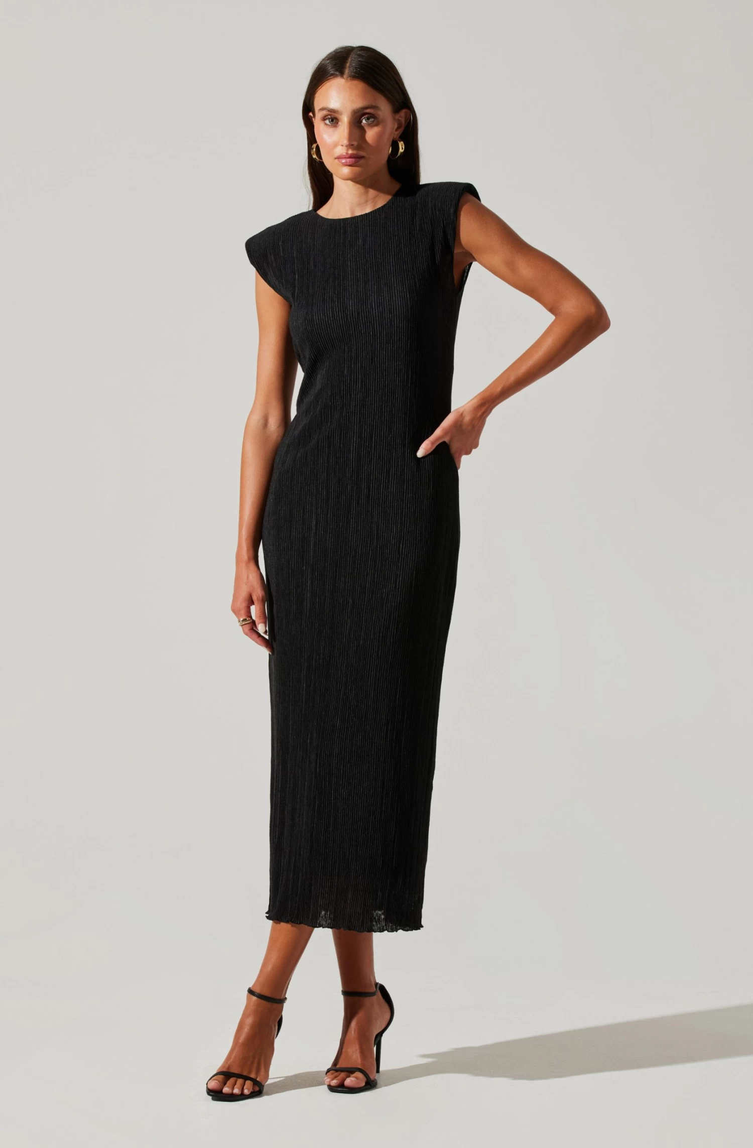 Plisse Straight Neck Midi Dress 5 Plisse Straight Neck Midi Dress - Image 3