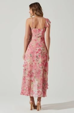 Camelia Floral Midi Dress -Chic Outfit Shop ADR101861C PINKGREENFLORAL 6