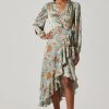 Floral Satin Wrap Long Sleeve Midi Dress 1 Floral Satin Wrap Long Sleeve Midi Dress -Chic Outfit Shop ADR101864 DUSTYBLUEMULTIFRL 1