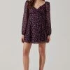 Long Sleeve A-line Mini Dress -Chic Outfit Shop ADR101954 FUCHSIABLACKFLORAL 1