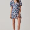 Flutter Sleeve Cutout Floral Mini Dress -Chic Outfit Shop ADR10724 BLUEPINKFLORAL 1