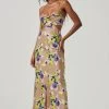 Colette Floral Satin Cutout Midi Dress 1 Colette Floral Satin Cutout Midi Dress -Chic Outfit Shop ALD44954B TAUPEORCHIDFLORAL 1