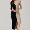 Two Toned Long Sleeve Midi Sweater Dress 1 Two Toned Long Sleeve Midi Sweater Dress -Chic Outfit Shop ALD45112 FCI BLACKCONTRAST 1