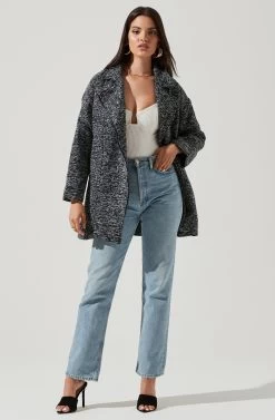 Oversized Marled Coat -Chic Outfit Shop ALT13093 BLACK WHITE 1