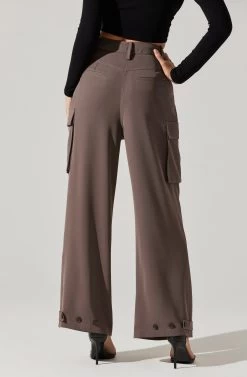Pleated Wide Leg Cargo Pants 12 Pleated Wide Leg Cargo Pants -Chic Outfit Shop AP7310 WARMGREY 2