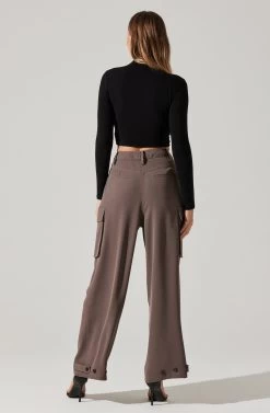 Pleated Wide Leg Cargo Pants 13 Pleated Wide Leg Cargo Pants -Chic Outfit Shop AP7310 WARMGREY 4