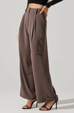 Pleated Wide Leg Cargo Pants 11 Pleated Wide Leg Cargo Pants -Chic Outfit Shop AP7310 WARMGREY 5