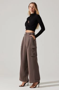 Pleated Wide Leg Cargo Pants 10 Pleated Wide Leg Cargo Pants -Chic Outfit Shop AP7310 WARMGREY 6