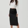 Hi Slit Ruched Skirt 2 Hi Slit Ruched Skirt -Chic Outfit Shop AS9086B BLACK 1547