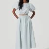 Poplin Midi Skirt -Chic Outfit Shop AS9098 DUSTYBLUE 1