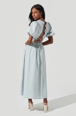 Poplin Midi Skirt -Chic Outfit Shop AS9098 DUSTYBLUE 4