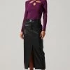 Low Rise Faux Leather Midi Skirt 2 Low Rise Faux Leather Midi Skirt -Chic Outfit Shop AS9156L BLACK 5