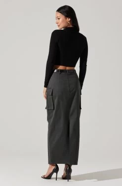 High Rise Cargo Maxi Skirt -Chic Outfit Shop AS9163 CHARCOAL 4 83ec8c59 f824 4f28 a5f9 e92f945bf8fc