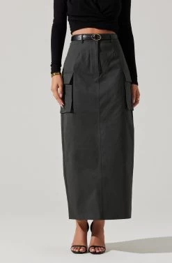 High Rise Cargo Maxi Skirt -Chic Outfit Shop AS9163 CHARCOAL 5 227374e4 2934 4999 a635 dc13a7ce205f