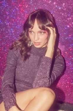 Tillie Metallic Mock Neck Mini Dress -Chic Outfit Shop ASTR HOL22 SKATE 1724