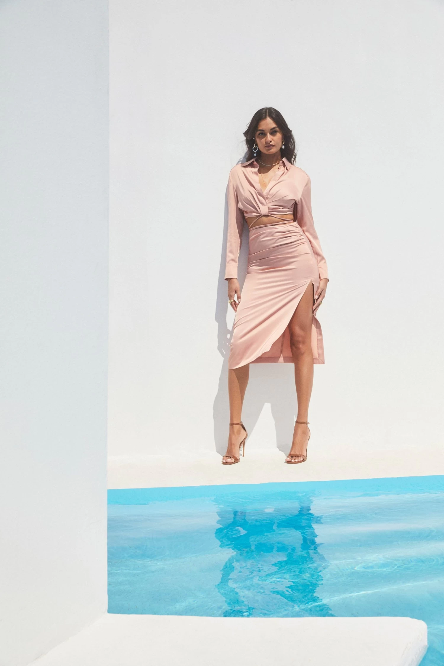 Perry Ruched Side Slit Midi Skirt 6 Perry Ruched Side Slit Midi Skirt - Image 4