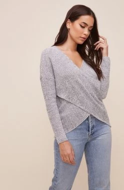 Wrap Front Sweater 13 Wrap Front Sweater -Chic Outfit Shop AT13204 003 HEATHERGREY 3 604c2f59 dbdf 45c1 9e81 aaf1e2d86c20