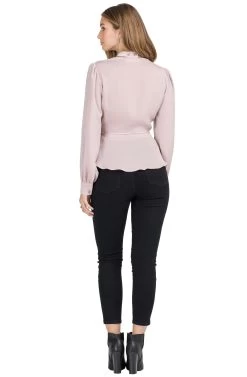 Choker Detail Wrap Top -Chic Outfit Shop AT13222 PINK ADOBE 03