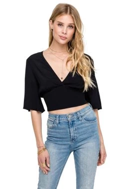Flared Sleeve Banded Crop Top
