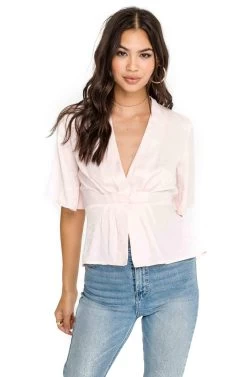 Pleated Front V Neck Top