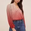 Ombre Pleated Surplice Top 1 Ombre Pleated Surplice Top -Chic Outfit Shop AT15081B RASPBERRYOMBRE 3