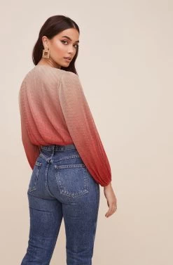 Ombre Pleated Surplice Top -Chic Outfit Shop AT15081B RASPBERRYOMBRE 6