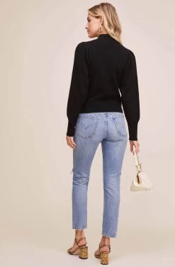 Lana Puff Sleeve Sweater -Chic Outfit Shop AT15096B BLACK 4