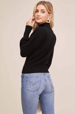 Lana Puff Sleeve Sweater -Chic Outfit Shop AT15096B BLACK 5