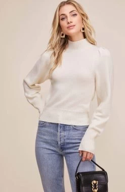 Lana Puff Sleeve Sweater -Chic Outfit Shop AT15096B OFF WHITE 3