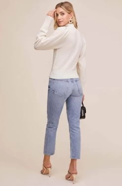 Lana Puff Sleeve Sweater -Chic Outfit Shop AT15096B OFF WHITE 5