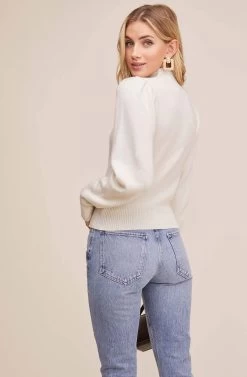 Lana Puff Sleeve Sweater -Chic Outfit Shop AT15096B OFF WHITE 6