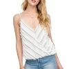 Surplice Eyelash Cami -Chic Outfit Shop AT15102B IVORY GREY STRIPE 00